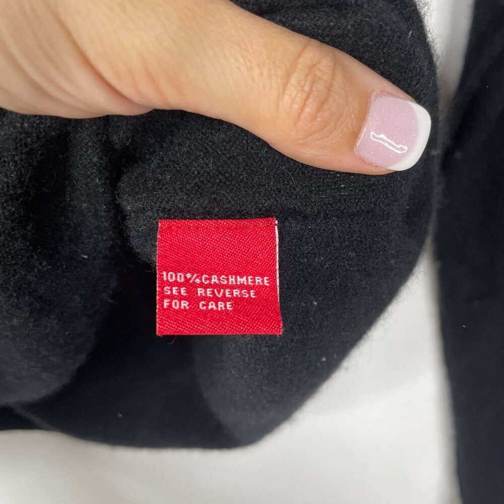 Cashmere Patched V Crew Neck Sweater Black M #5742 - Picture 9 of 12